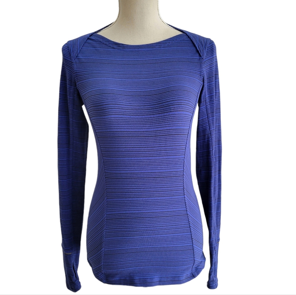 Lululemon Kanto Catch Me‎ Striped Long Sleeve Blouse Rulu Fabric